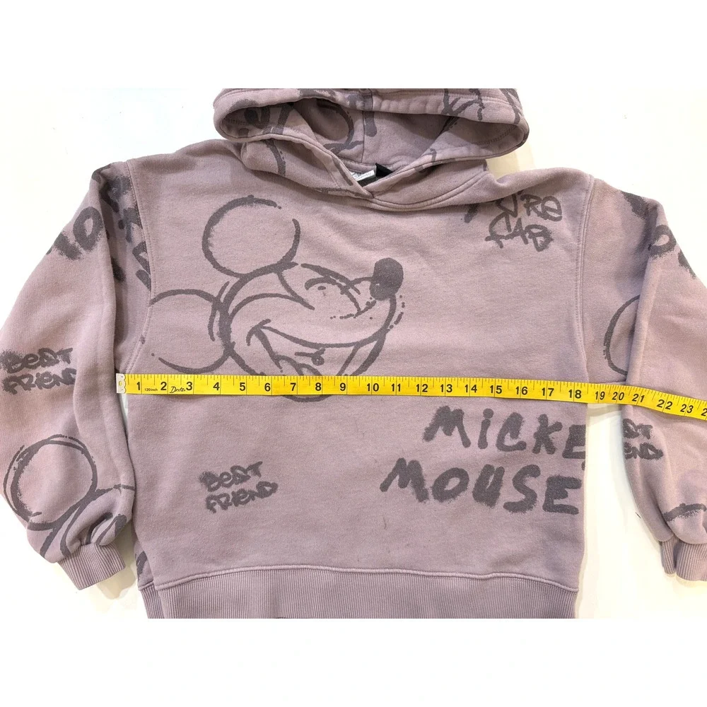 Disney Zara Mickey Mouse Hoodie‎ Youth Kids 13-14 Mauve Purple Graphic Pullover